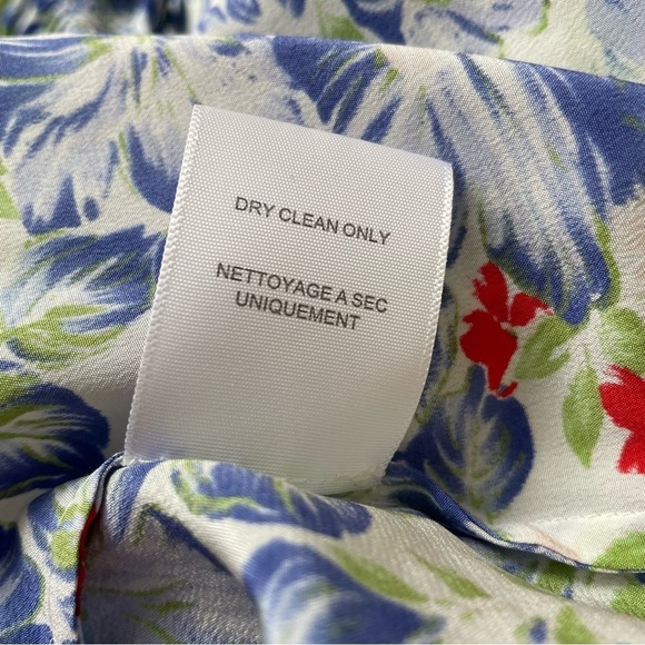 Joie Masha Porcelain & Matisse Floral Print Tassel Split Neck Smocked Top EUC S - Picture 7 of 9